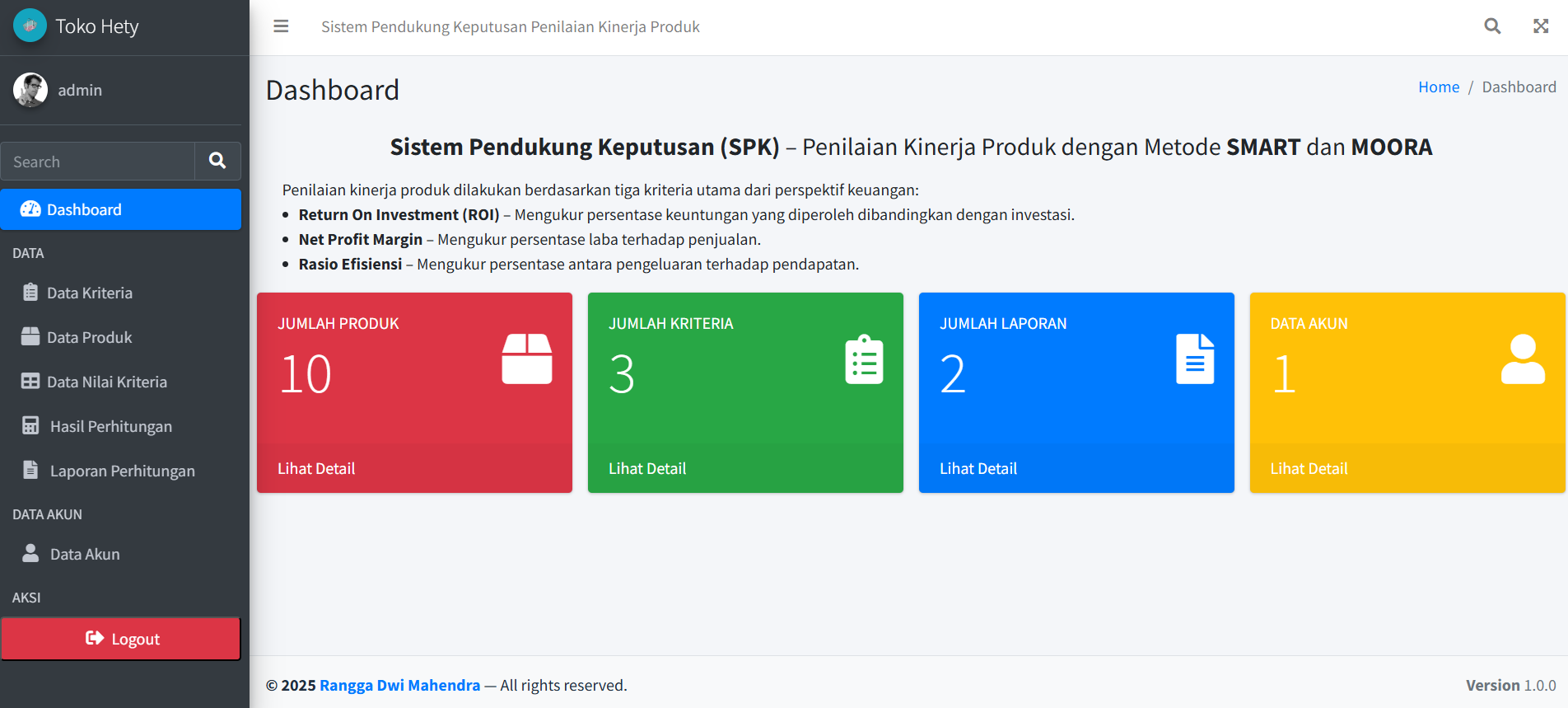 Sistem Pendukung Keputusan dengan Metode SMART dan MOORA